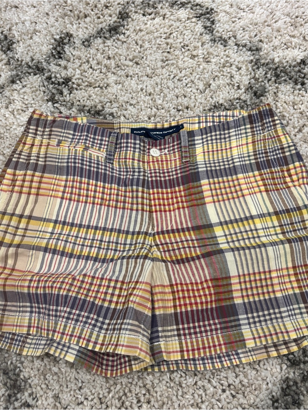 Ralph Lauren Plaid Flat-Front Shorts in Yellow, Red, Navy, Cream